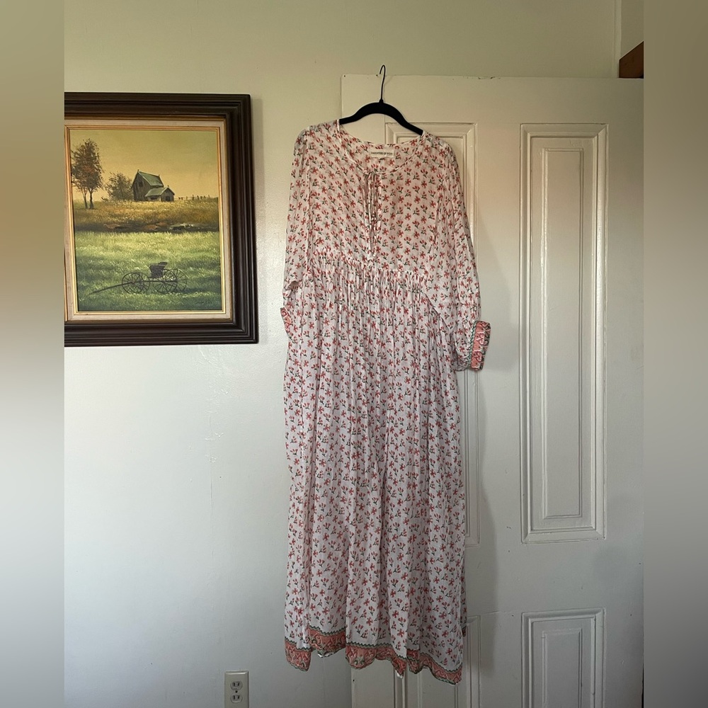 Daughters of India Red Floral Long Sleeve Dress